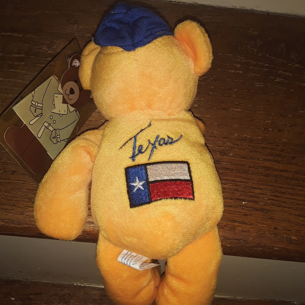 Yellow Texas Teddy Bear Original Tags Vintage